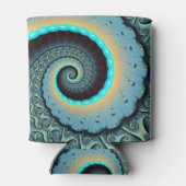 Abstract Blue Turquoise Oranje Fractal Art Spiral Blikjeskoeler (Achterkant)