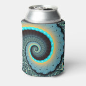 Abstract Blue Turquoise Oranje Fractal Art Spiral Blikjeskoeler (Blikje Achterkant)
