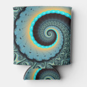 Abstract Blue Turquoise Oranje Fractal Art Spiral Blikjeskoeler (Voorkant)