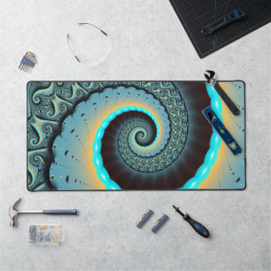 Abstract Blue Turquoise Oranje Fractal Art Spiral Bureaumat