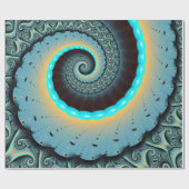 Abstract Blue Turquoise Oranje Fractal Art Spiral Cadeaupapier (Vlak)