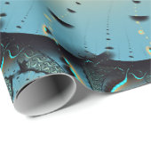 Abstract Blue Turquoise Oranje Fractal Art Spiral Cadeaupapier (Rol Hoek)