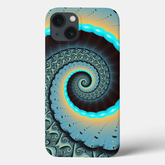 Abstract Blue Turquoise Oranje Fractal Art Spiral Case-Mate iPhone Case (Achterkant)
