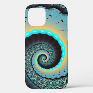 Abstract Blue Turquoise Oranje Fractal Art Spiral Case-Mate iPhone Case
