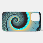 Abstract Blue Turquoise Oranje Fractal Art Spiral Case-Mate iPhone Case (Achterkant (horizontaal))