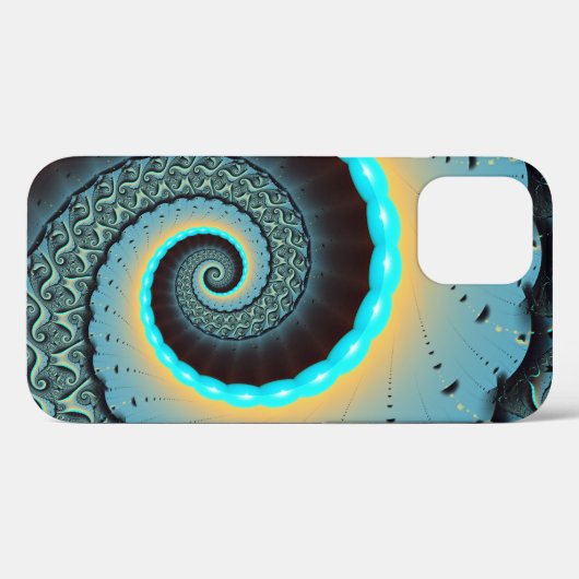 Abstract Blue Turquoise Oranje Fractal Art Spiral Case-Mate iPhone Case (Achterkant (horizontaal))