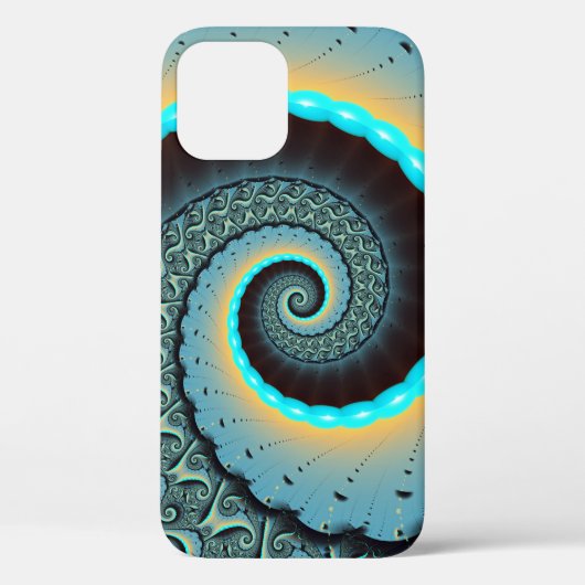 Abstract Blue Turquoise Oranje Fractal Art Spiral Case-Mate iPhone Case (Achterkant)