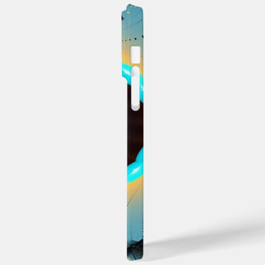 Abstract Blue Turquoise Oranje Fractal Art Spiral Case-Mate iPhone Case (Achterkant / Links)