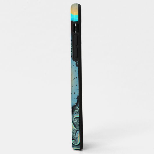 Abstract Blue Turquoise Oranje Fractal Art Spiral Case-Mate iPhone Case (Achterkant/links)