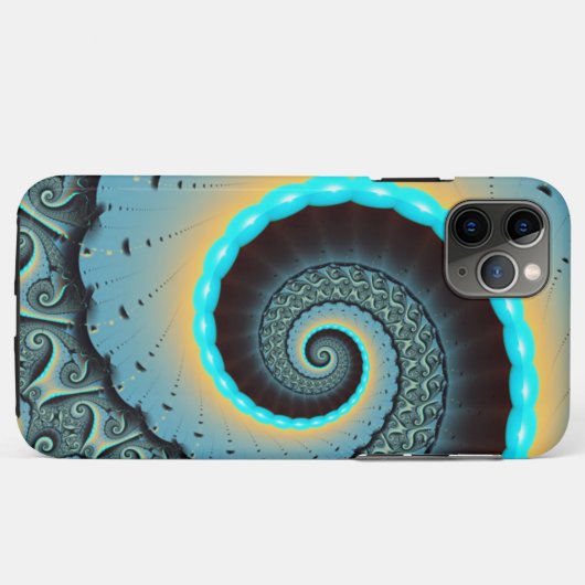 Abstract Blue Turquoise Oranje Fractal Art Spiral Case-Mate iPhone Case (Achterkant (horizontaal))