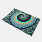 Abstract Blue Turquoise Oranje Fractal Art Spiral Deurmat (Schuin)