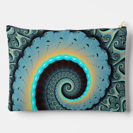 Abstract Blue Turquoise Oranje Fractal Art Spiral Etui (Achterkant)