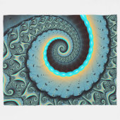 Abstract Blue Turquoise Oranje Fractal Art Spiral Fleece Deken (Voorkant (Horizontaal))