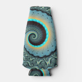 Abstract Blue Turquoise Oranje Fractal Art Spiral Flesjeskoeler (Voorkant)