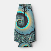 Abstract Blue Turquoise Oranje Fractal Art Spiral Flesjeskoeler (Achterkant)