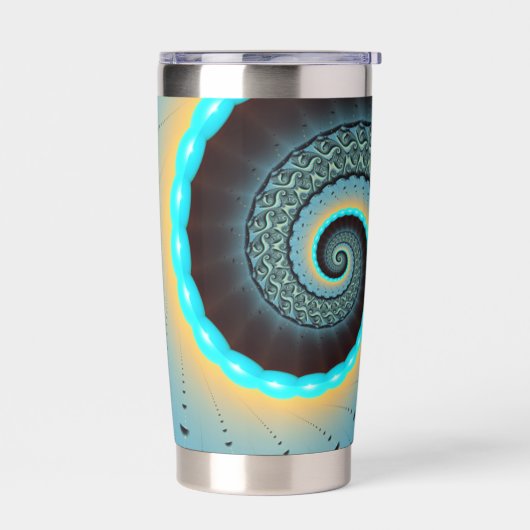 Abstract Blue Turquoise Oranje Fractal Art Spiral Geïsoleerde Drinkbeker (Links)