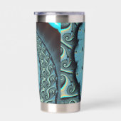 Abstract Blue Turquoise Oranje Fractal Art Spiral Geïsoleerde Drinkbeker (Rechts)