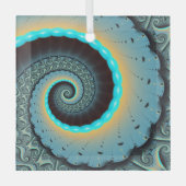 Abstract Blue Turquoise Oranje Fractal Art Spiral Glas Ornament (Voorkant)