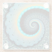 Abstract Blue Turquoise Oranje Fractal Art Spiral Glazen Onderzetter (Achterkant)