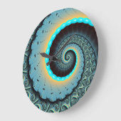 Abstract Blue Turquoise Oranje Fractal Art Spiral Grote Klok (Hoek)