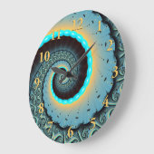 Abstract Blue Turquoise Oranje Fractal Art Spiral Grote Klok (Hoek)