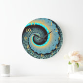 Abstract Blue Turquoise Oranje Fractal Art Spiral Grote Klok (Huis)