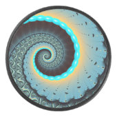 Abstract Blue Turquoise Oranje Fractal Art Spiral Hockey Puck (Voorkant)