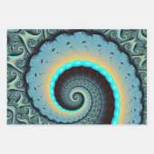 Abstract Blue Turquoise Oranje Fractal Art Spiral Inpakpapier Vel (Voorkant 3)