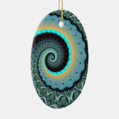 Abstract Blue Turquoise Oranje Fractal Art Spiral Keramisch Ornament (Rechts)