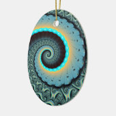 Abstract Blue Turquoise Oranje Fractal Art Spiral Keramisch Ornament (Links)