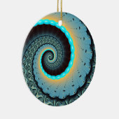 Abstract Blue Turquoise Oranje Fractal Art Spiral Keramisch Ornament (Rechts)