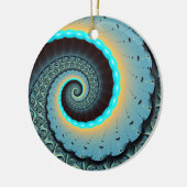 Abstract Blue Turquoise Oranje Fractal Art Spiral Keramisch Ornament (Links)