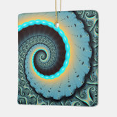 Abstract Blue Turquoise Oranje Fractal Art Spiral Keramisch Ornament (Links)