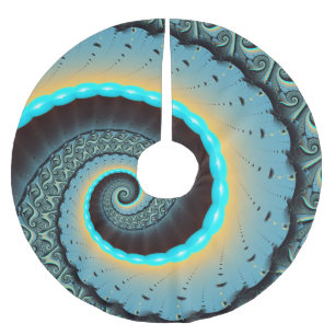 Abstract Blue Turquoise Oranje Fractal Art Spiral Kerstboom Rok