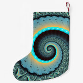 Abstract Blue Turquoise Oranje Fractal Art Spiral Kleine Kerstsok (Achterkant)