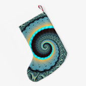 Abstract Blue Turquoise Oranje Fractal Art Spiral Kleine Kerstsok (Achterkant (Hangend))