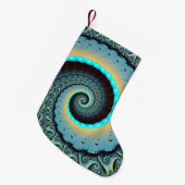 Abstract Blue Turquoise Oranje Fractal Art Spiral Kleine Kerstsok (Voorkant (Hangend))