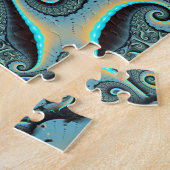 Abstract Blue Turquoise Oranje Fractal Art Spiral Legpuzzel (Zijkant)