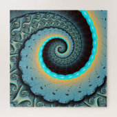 Abstract Blue Turquoise Oranje Fractal Art Spiral Legpuzzel (Horizontaal)