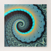 Abstract Blue Turquoise Oranje Fractal Art Spiral Legpuzzel (Verticaal)
