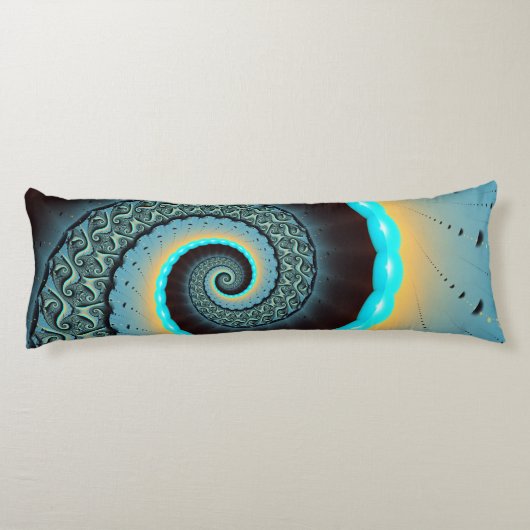 Abstract Blue Turquoise Oranje Fractal Art Spiral Lichaamskussen (Achterkant)