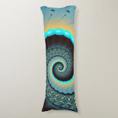Abstract Blue Turquoise Oranje Fractal Art Spiral Lichaamskussen (Voorkant Verticaal)