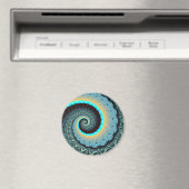 Abstract Blue Turquoise Oranje Fractal Art Spiral Magneet (Insitu (Vaatwasser))