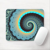 Abstract Blue Turquoise Oranje Fractal Art Spiral Muismat (Met muis)