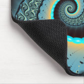 Abstract Blue Turquoise Oranje Fractal Art Spiral Muismat (Hoek)