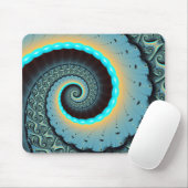 Abstract Blue Turquoise Oranje Fractal Art Spiral Muismat (Met muis)