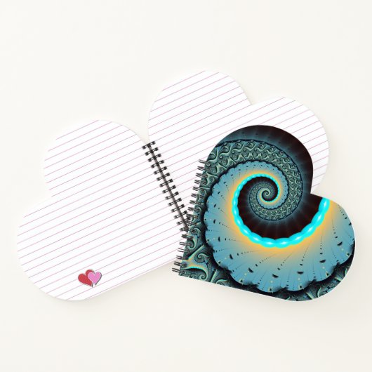 Abstract Blue Turquoise Oranje Fractal Art Spiral Notitieboek (Binnen)