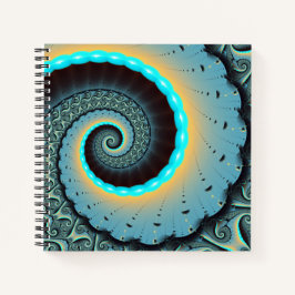 Abstract Blue Turquoise Oranje Fractal Art Spiral Notitieboek