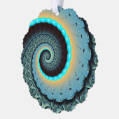Abstract Blue Turquoise Oranje Fractal Art Spiral Ornament Kaart (Links)