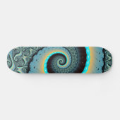 Abstract Blue Turquoise Oranje Fractal Art Spiral Persoonlijk Skateboard (Horizontaal)